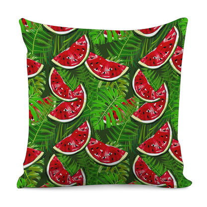 Tropical Leaf Watermelon Pattern Print Pillow Cover