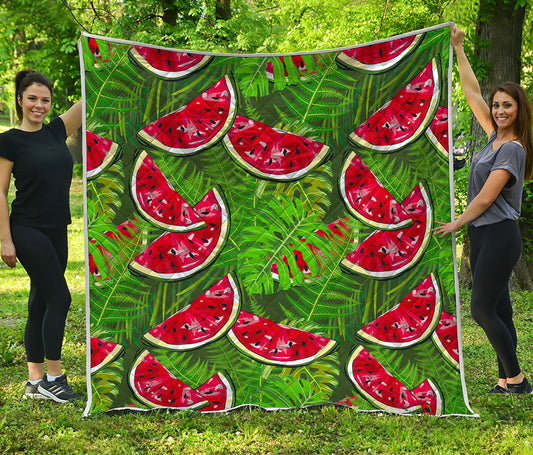 Tropical Leaf Watermelon Pattern Print Quilt