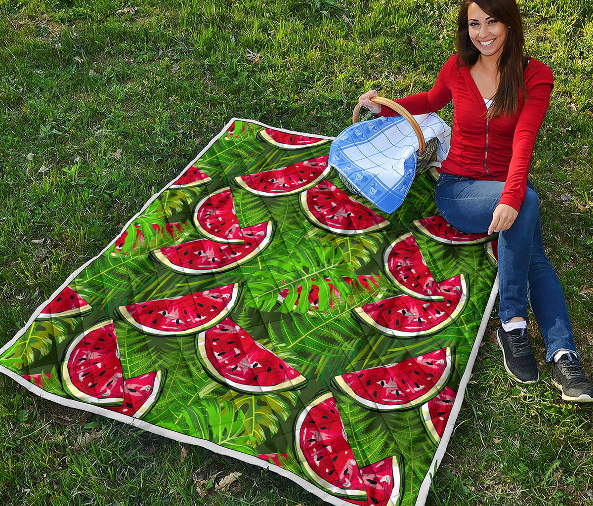 Tropical Leaf Watermelon Pattern Print Quilt