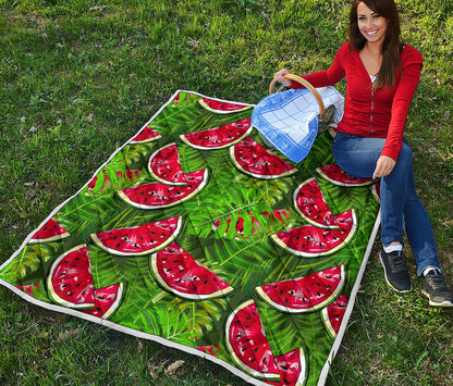 Tropical Leaf Watermelon Pattern Print Quilt
