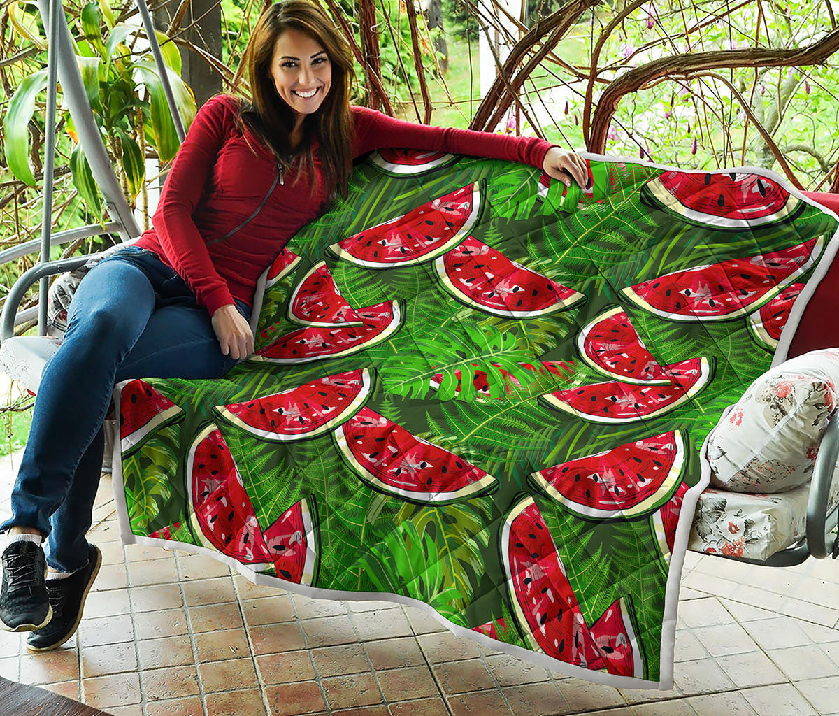 Tropical Leaf Watermelon Pattern Print Quilt