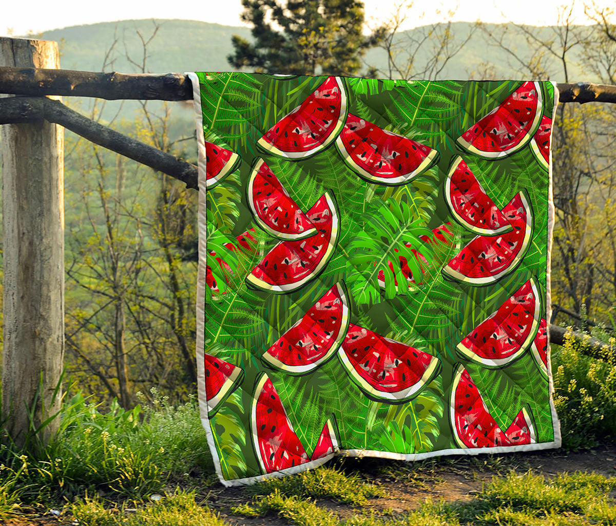 Tropical Leaf Watermelon Pattern Print Quilt