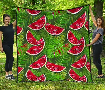 Tropical Leaf Watermelon Pattern Print Quilt
