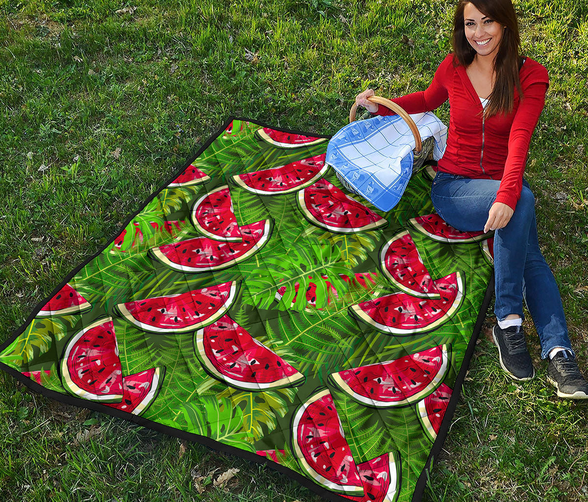 Tropical Leaf Watermelon Pattern Print Quilt