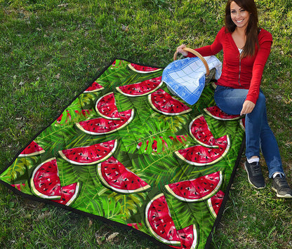Tropical Leaf Watermelon Pattern Print Quilt