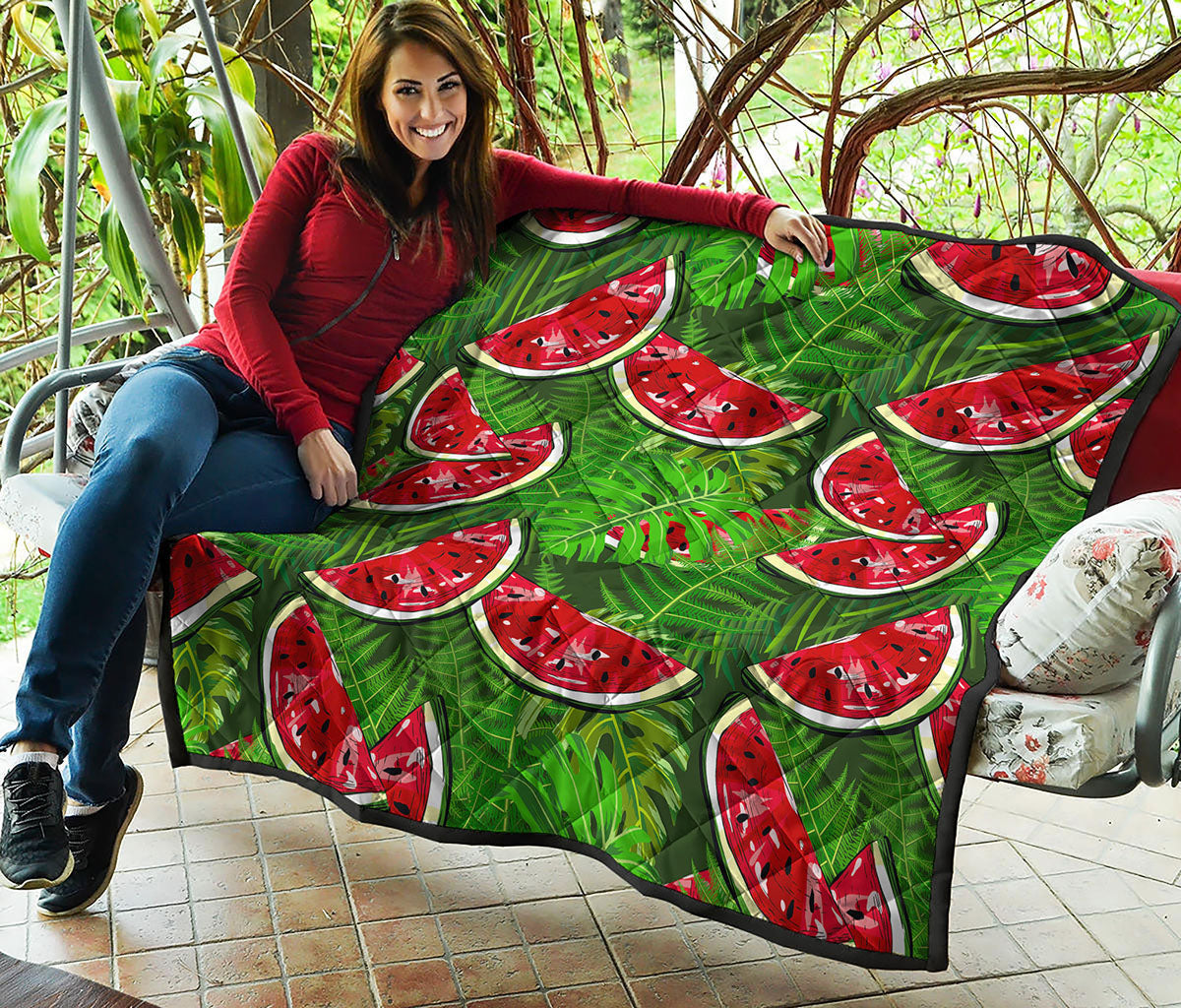 Tropical Leaf Watermelon Pattern Print Quilt