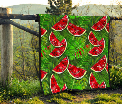 Tropical Leaf Watermelon Pattern Print Quilt