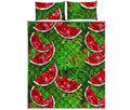Tropical Leaf Watermelon Pattern Print Quilt Bed Set