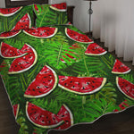 Tropical Leaf Watermelon Pattern Print Quilt Bed Set
