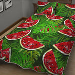 Tropical Leaf Watermelon Pattern Print Quilt Bed Set