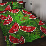 Tropical Leaf Watermelon Pattern Print Quilt Bed Set