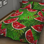 Tropical Leaf Watermelon Pattern Print Quilt Bed Set
