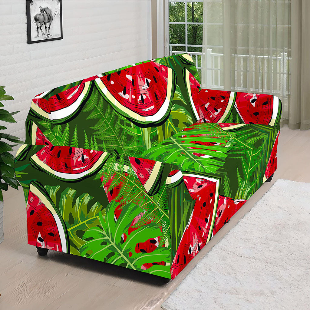 Tropical Leaf Watermelon Pattern Print Sofa Cover