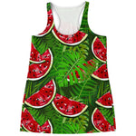 Tropical Leaf Watermelon Pattern Print Women's Racerback Tank Top