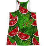 Tropical Leaf Watermelon Pattern Print Women's Racerback Tank Top