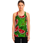 Tropical Leaf Watermelon Pattern Print Women's Racerback Tank Top