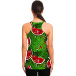 Tropical Leaf Watermelon Pattern Print Women's Racerback Tank Top