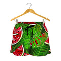 Tropical Leaf Watermelon Pattern Print Women's Shorts