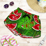 Tropical Leaf Watermelon Pattern Print Women's Shorts