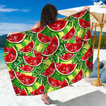 Tropical Leaves Watermelon Pattern Print Beach Sarong Wrap