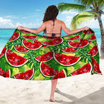Tropical Leaves Watermelon Pattern Print Beach Sarong Wrap