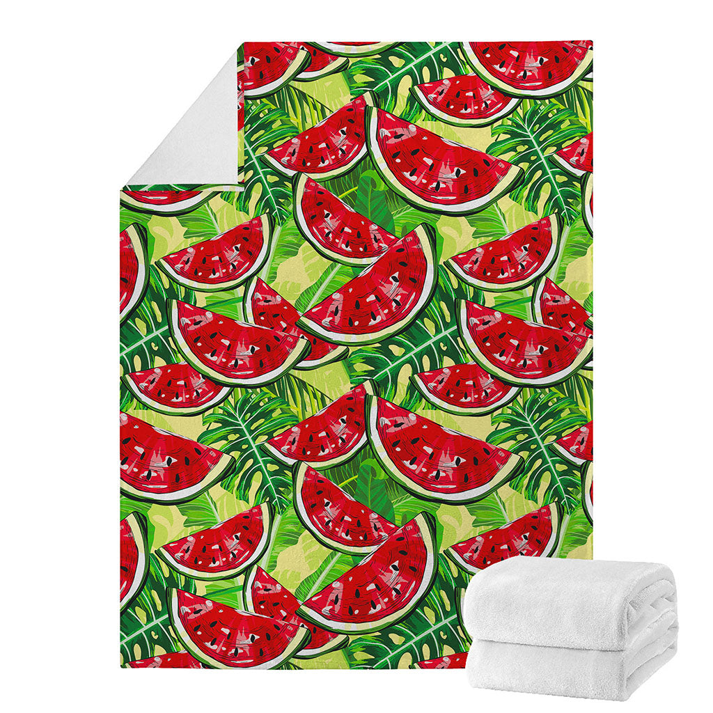 Tropical Leaves Watermelon Pattern Print Blanket