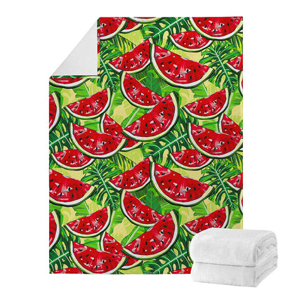 Tropical Leaves Watermelon Pattern Print Blanket