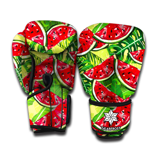 Tropical Leaves Watermelon Pattern Print Boxing Gloves