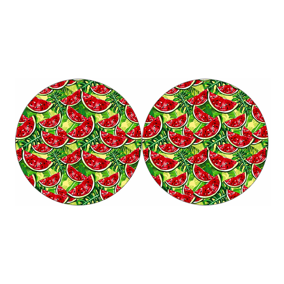 Tropical Leaves Watermelon Pattern Print Car Coasters