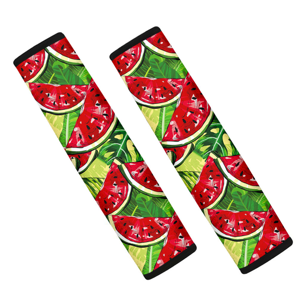 Tropical Leaves Watermelon Pattern Print Car Seat Belt Covers