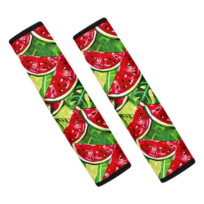 Tropical Leaves Watermelon Pattern Print Car Seat Belt Covers
