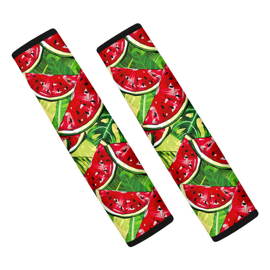 Tropical Leaves Watermelon Pattern Print Car Seat Belt Covers