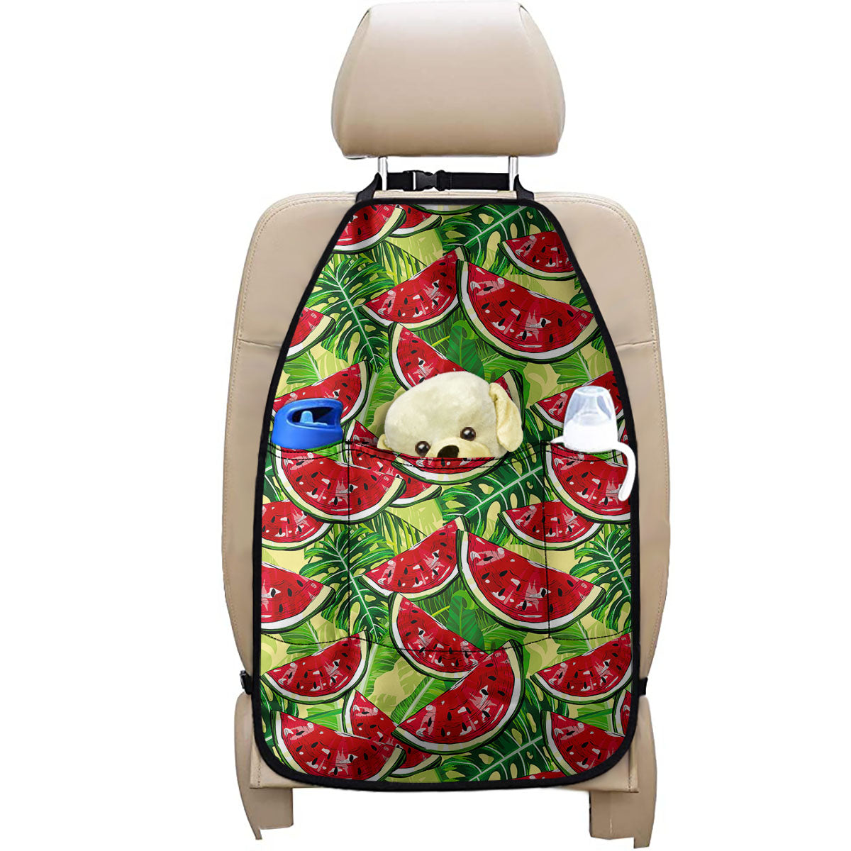 Tropical Leaves Watermelon Pattern Print Car Seat Organizers