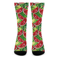 Tropical Leaves Watermelon Pattern Print Crew Socks