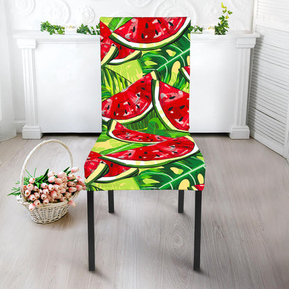 Tropical Leaves Watermelon Pattern Print Dining Chair Slipcover