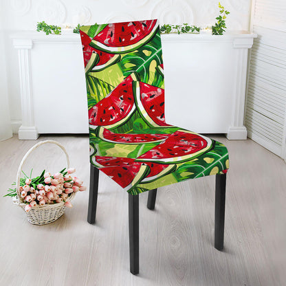 Tropical Leaves Watermelon Pattern Print Dining Chair Slipcover