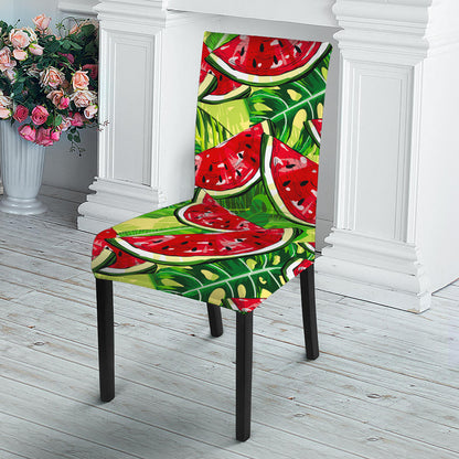 Tropical Leaves Watermelon Pattern Print Dining Chair Slipcover