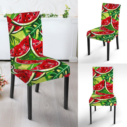 Tropical Leaves Watermelon Pattern Print Dining Chair Slipcover