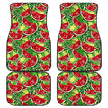 Tropical Leaves Watermelon Pattern Print Front and Back Car Floor Mats