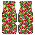 Tropical Leaves Watermelon Pattern Print Front and Back Car Floor Mats