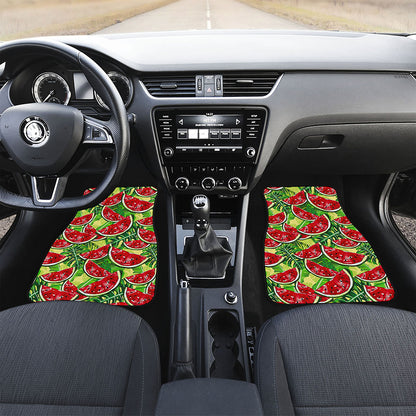 Tropical Leaves Watermelon Pattern Print Front Car Floor Mats