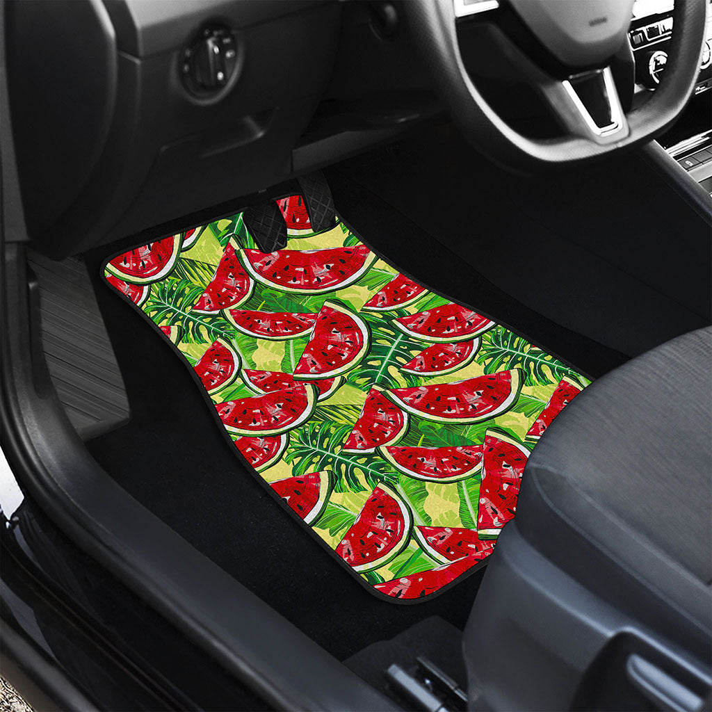 Tropical Leaves Watermelon Pattern Print Front Car Floor Mats