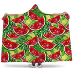 Tropical Leaves Watermelon Pattern Print Hooded Blanket
