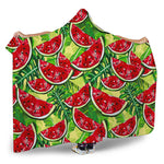 Tropical Leaves Watermelon Pattern Print Hooded Blanket