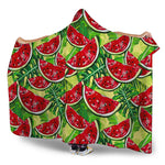 Tropical Leaves Watermelon Pattern Print Hooded Blanket