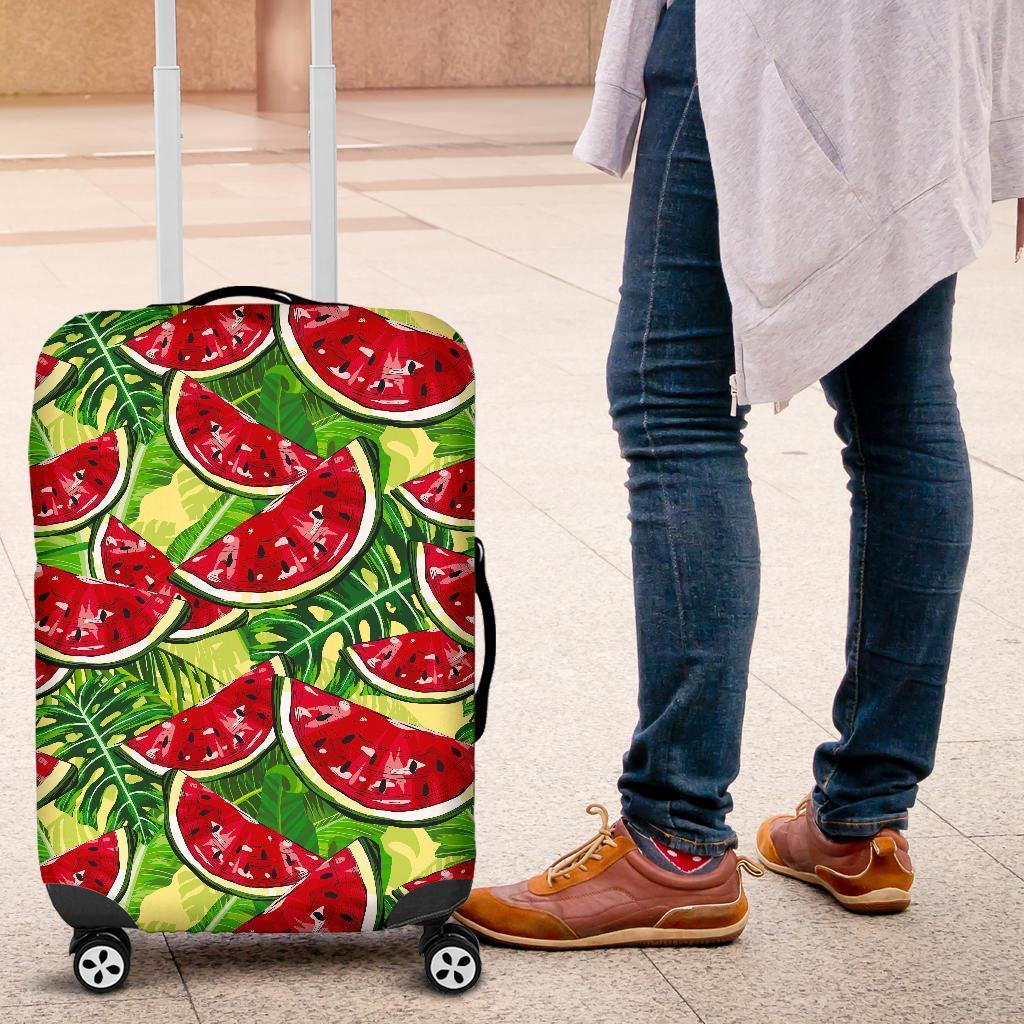 Tropical Leaves Watermelon Pattern Print Luggage Cover GearFrost