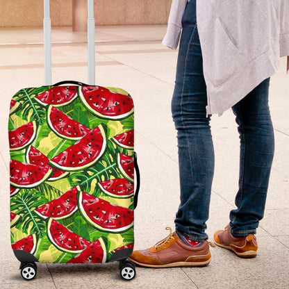 Tropical Leaves Watermelon Pattern Print Luggage Cover GearFrost