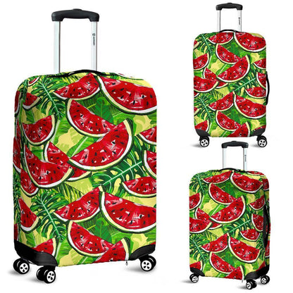 Tropical Leaves Watermelon Pattern Print Luggage Cover GearFrost