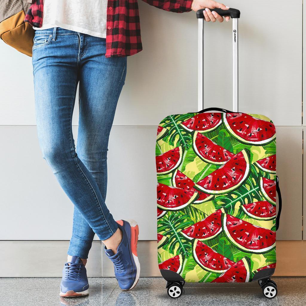 Tropical Leaves Watermelon Pattern Print Luggage Cover GearFrost
