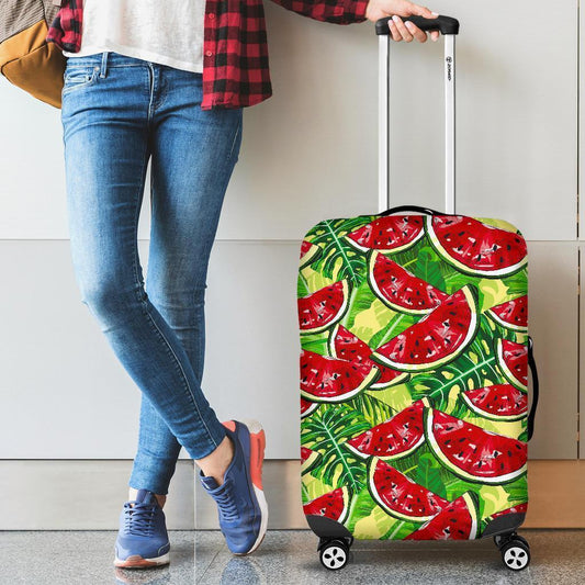 Tropical Leaves Watermelon Pattern Print Luggage Cover GearFrost